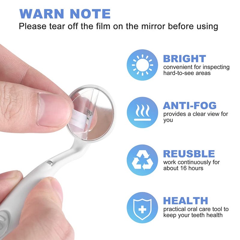 LitPack Multi-Color Dental Mirror with Light Teeth Inspection LED Mirror Anti-Fog Mouth Mirror MM380 Dentist Oral Care Tool (black) - Image 4